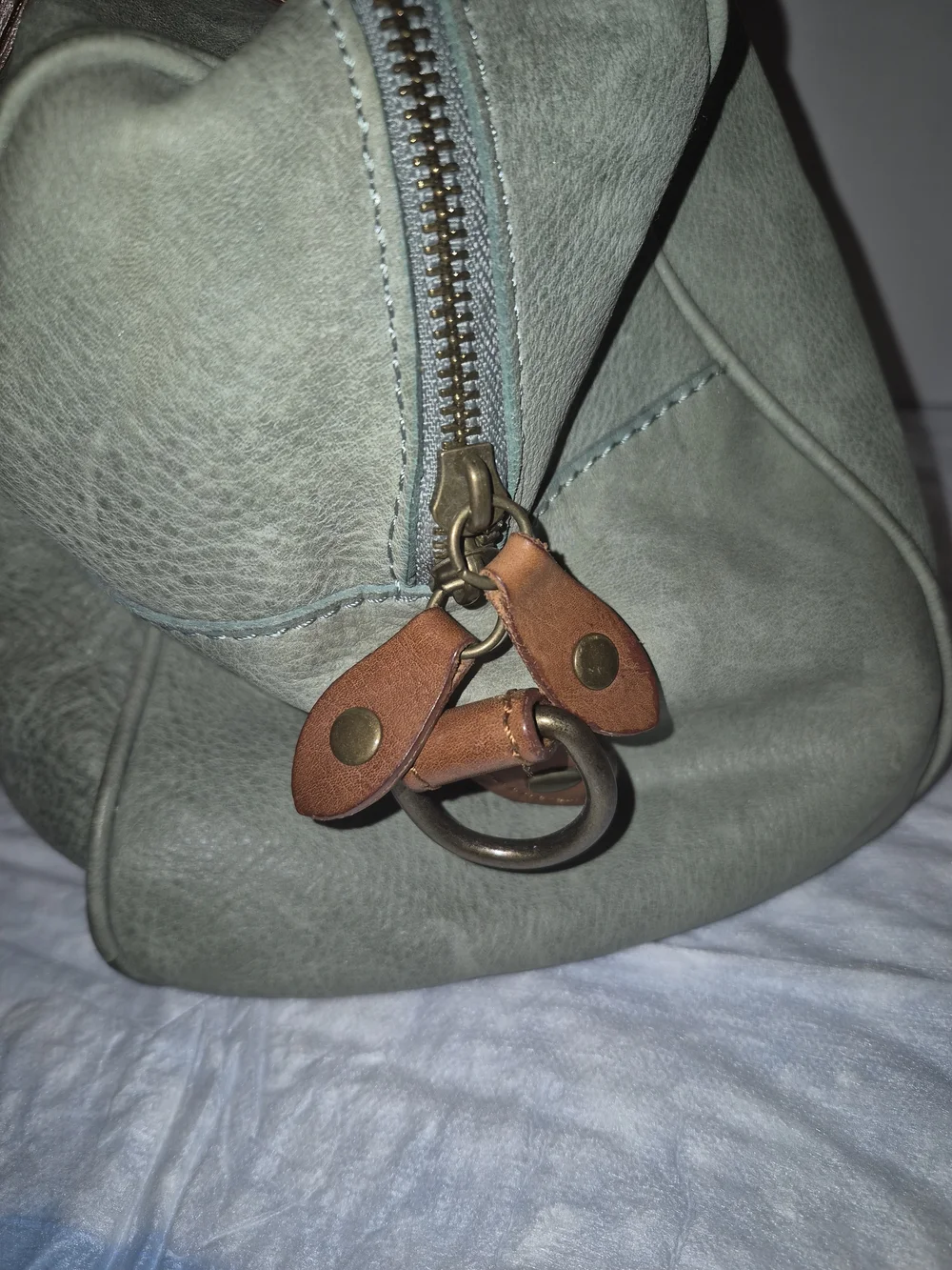 I Medici Firenze Green Leather Duffel with Brown Trim